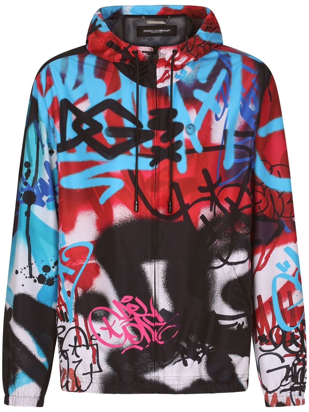 Graffiti-print hooded rain jacket - Multicolour