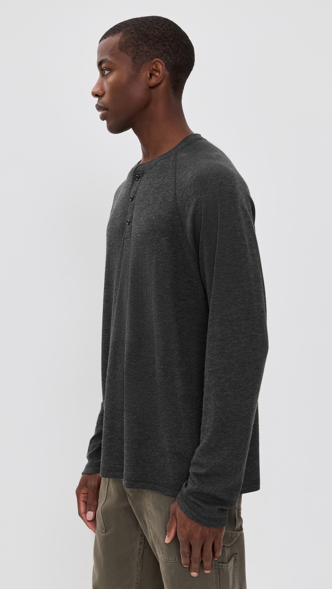 Long Sleeve Cloud Henley Charcoal Heather