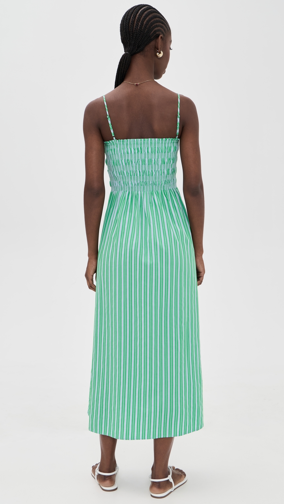 Bianca Dress Green Blue Stripe