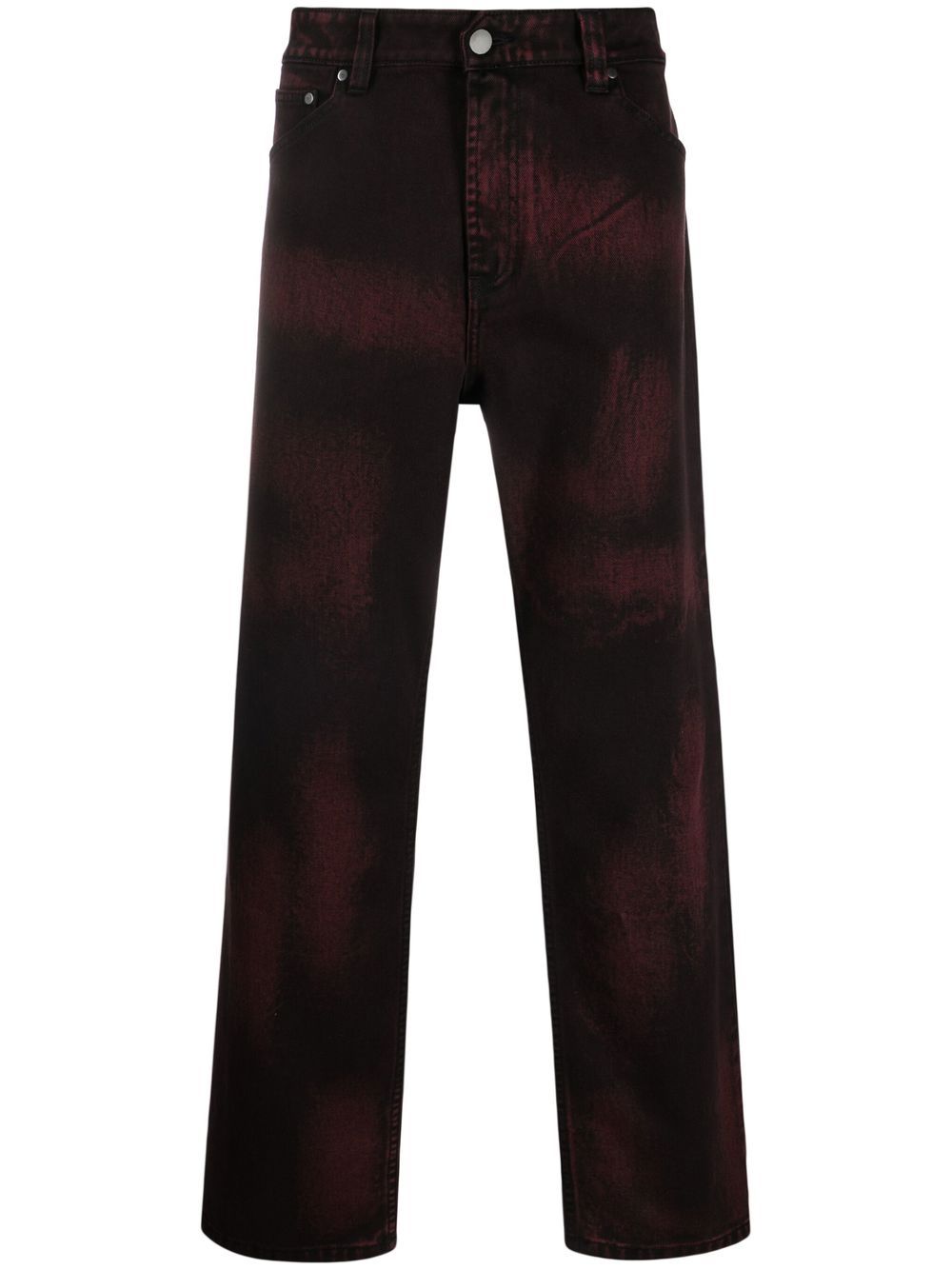 High-rise straight-leg jeans - Red