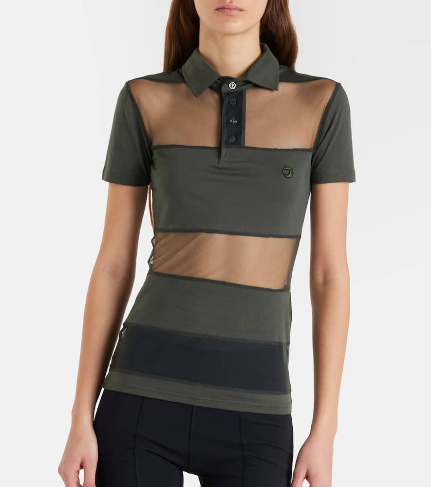 Paneled cotton-blend crop top