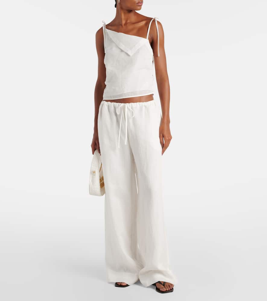 SIR Dorian ruched linen-blend maxi skirt