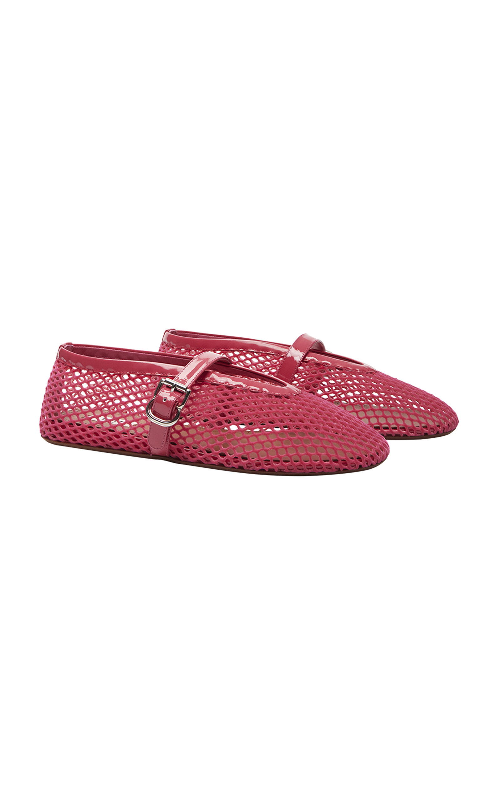 Velvet-Effect Fishnet Ballet Flats
