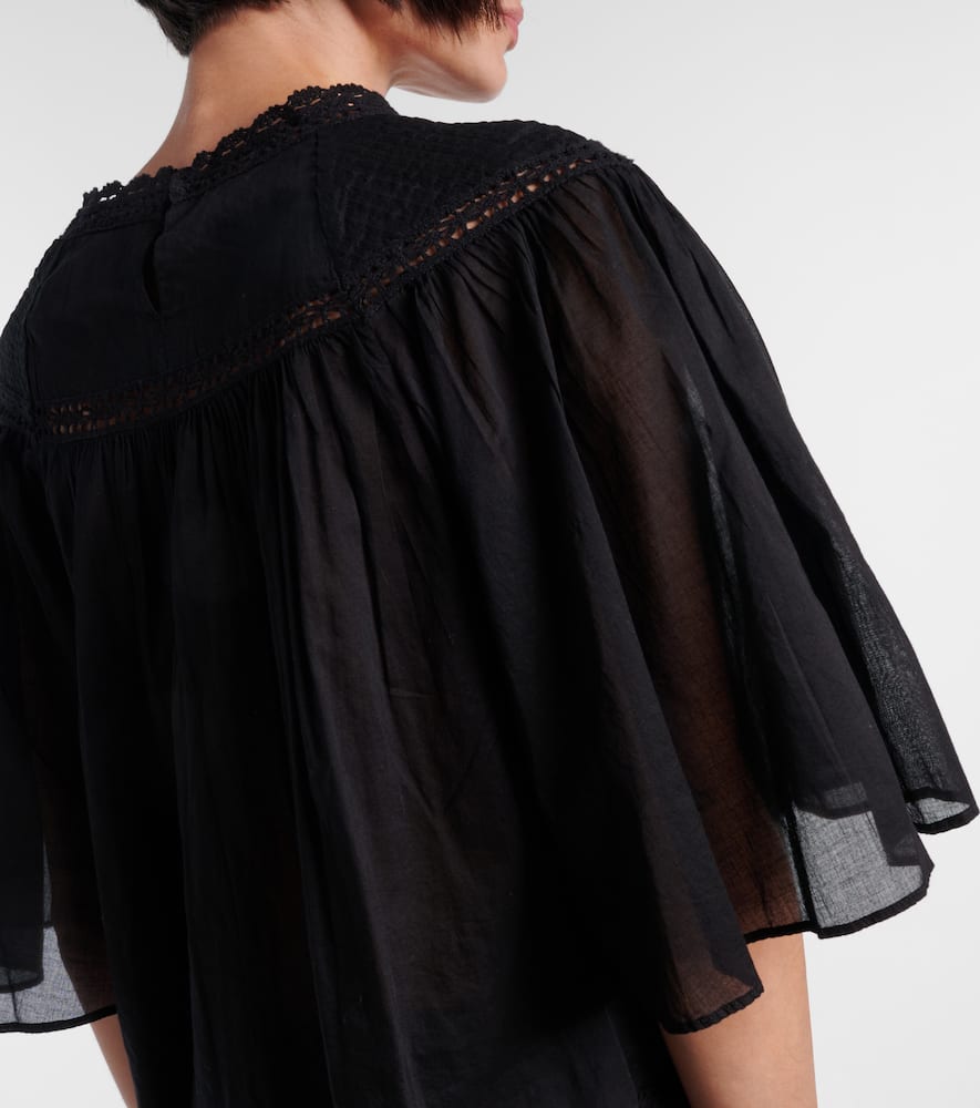 Garia lace-trimmed cotton blouse