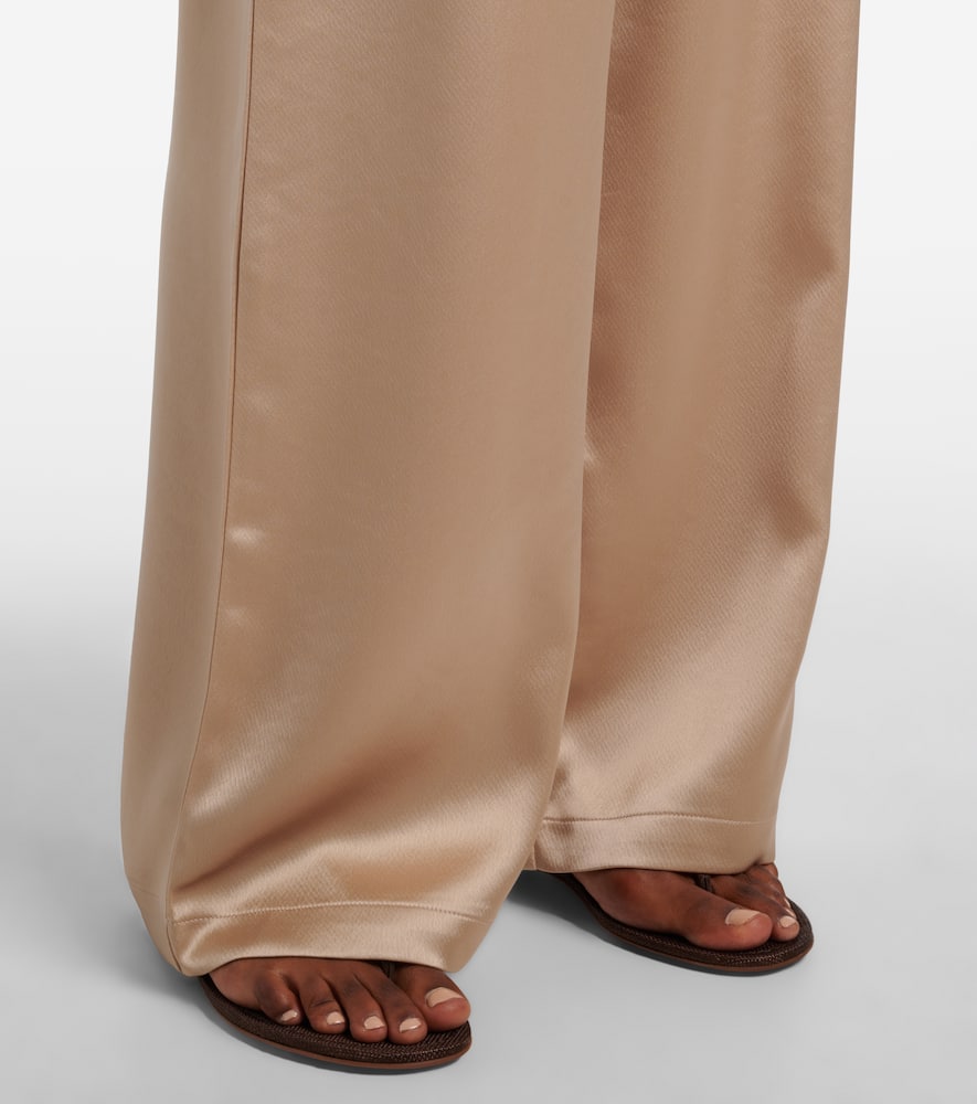 Barb mid-rise satin wide-leg pants