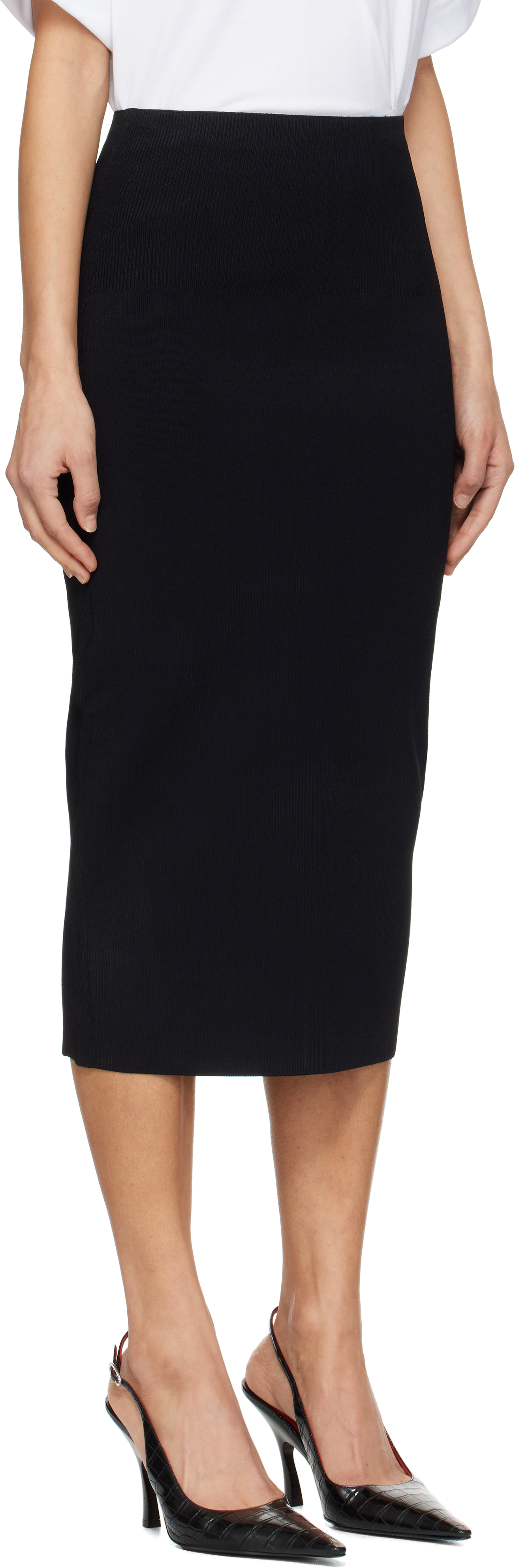 Victoria Beckham Black Fitted Midi Skirt