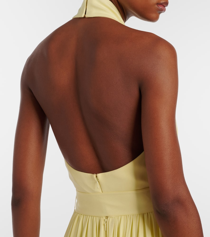 Halterneck silk-blend midi dress