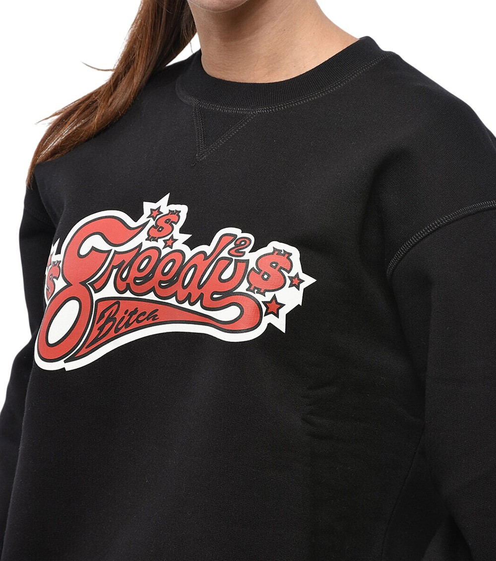 Black Graphic Crew Neck Sweatshirt