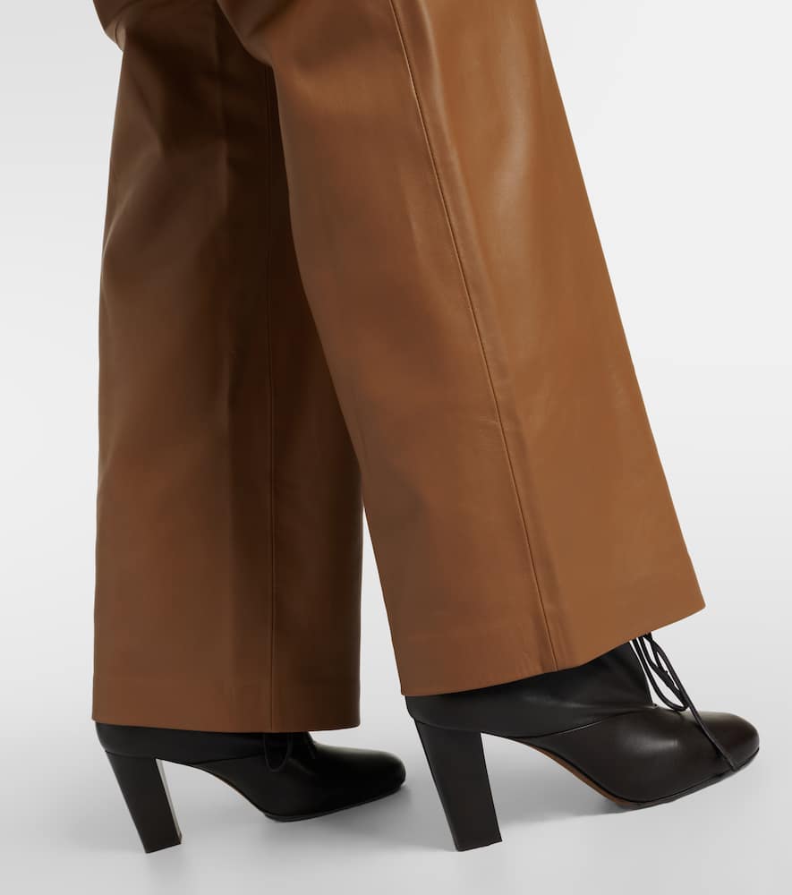 High-rise leather wide-leg pants