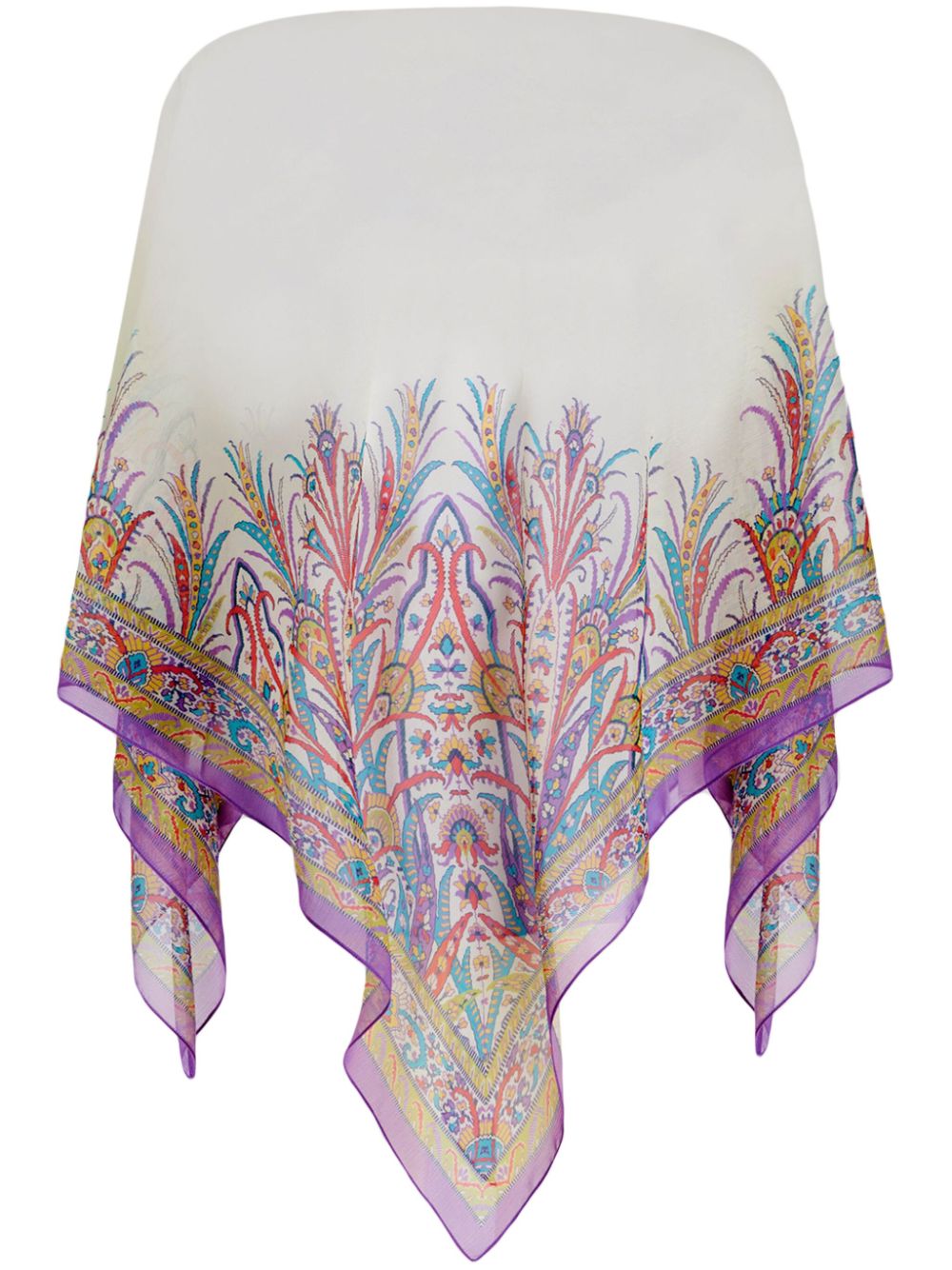 Paisley-print boat-neck poncho - Neutrals