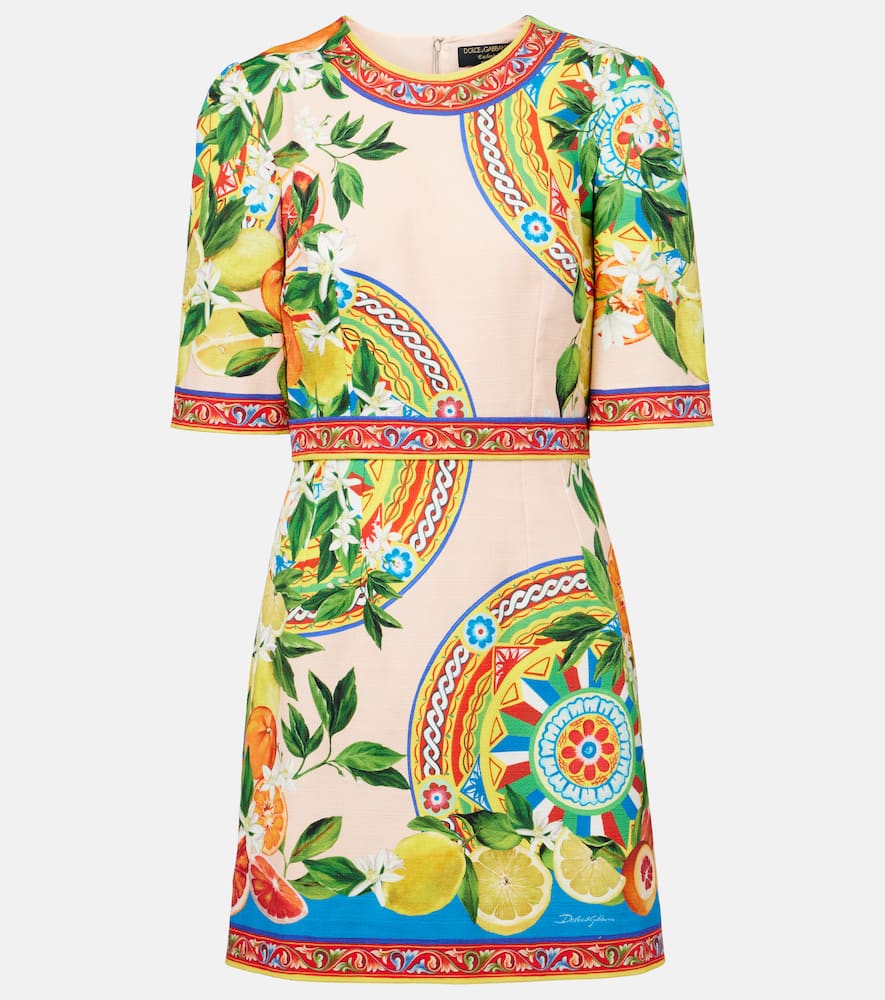 Printed cotton-blend minidress