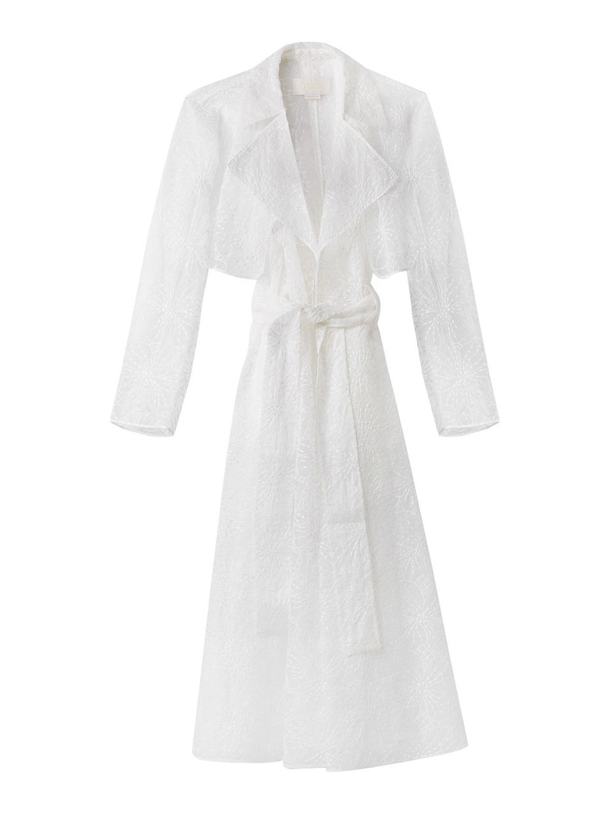 Embroidery orchid Silk trench