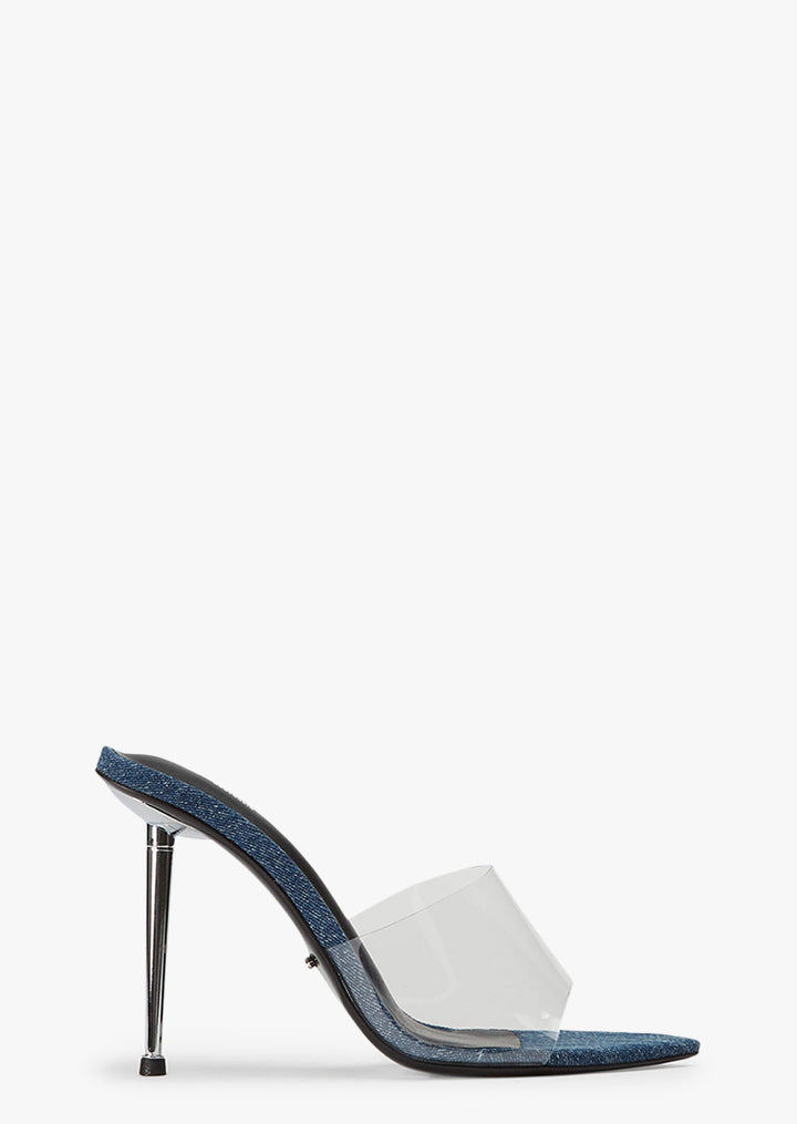 Mylo Clear Vinylite/Blue Denim Heels