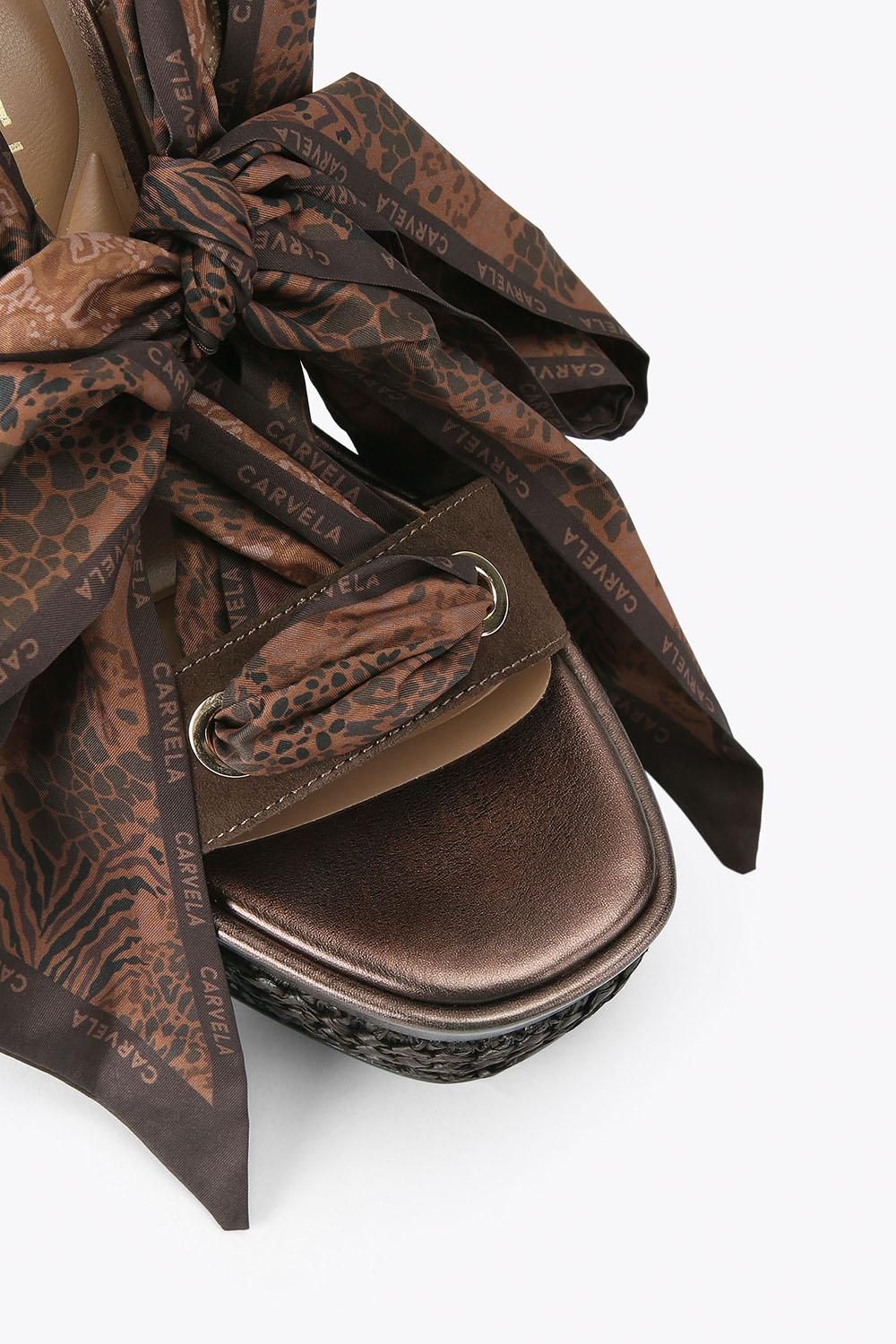 Carvela 'sorrento Scarf Wedge' Suede Heels In Brown