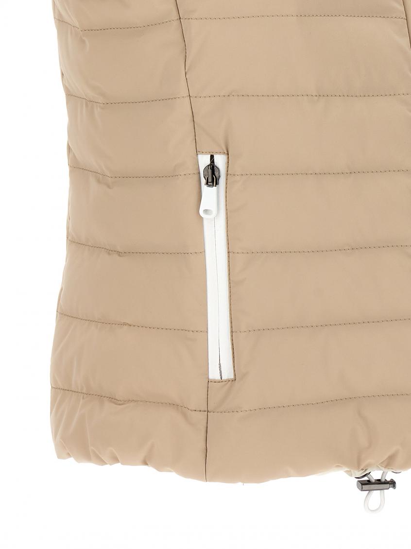 Sleeveless Down Jacket In Membraned Nylon With Monile