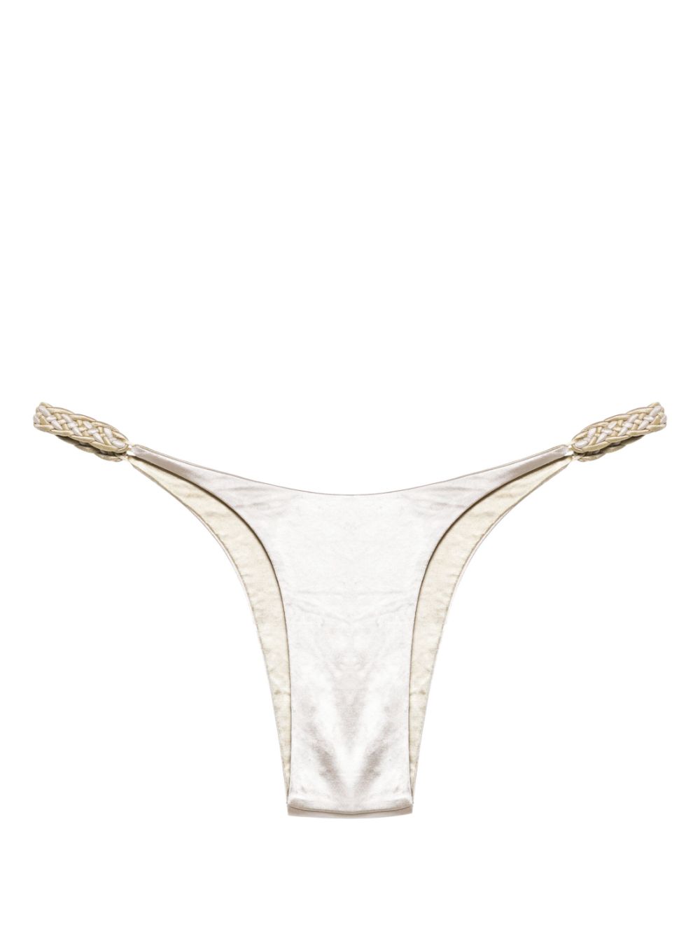 Braided-straps reversible bikini bottoms - Silver