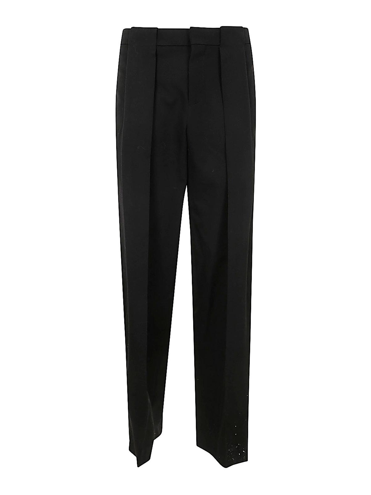 Pleated grain-de-poudre trousers - Black