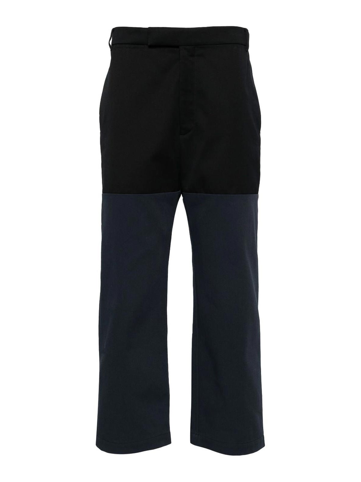 Unconstructed combo straight-leg trousers