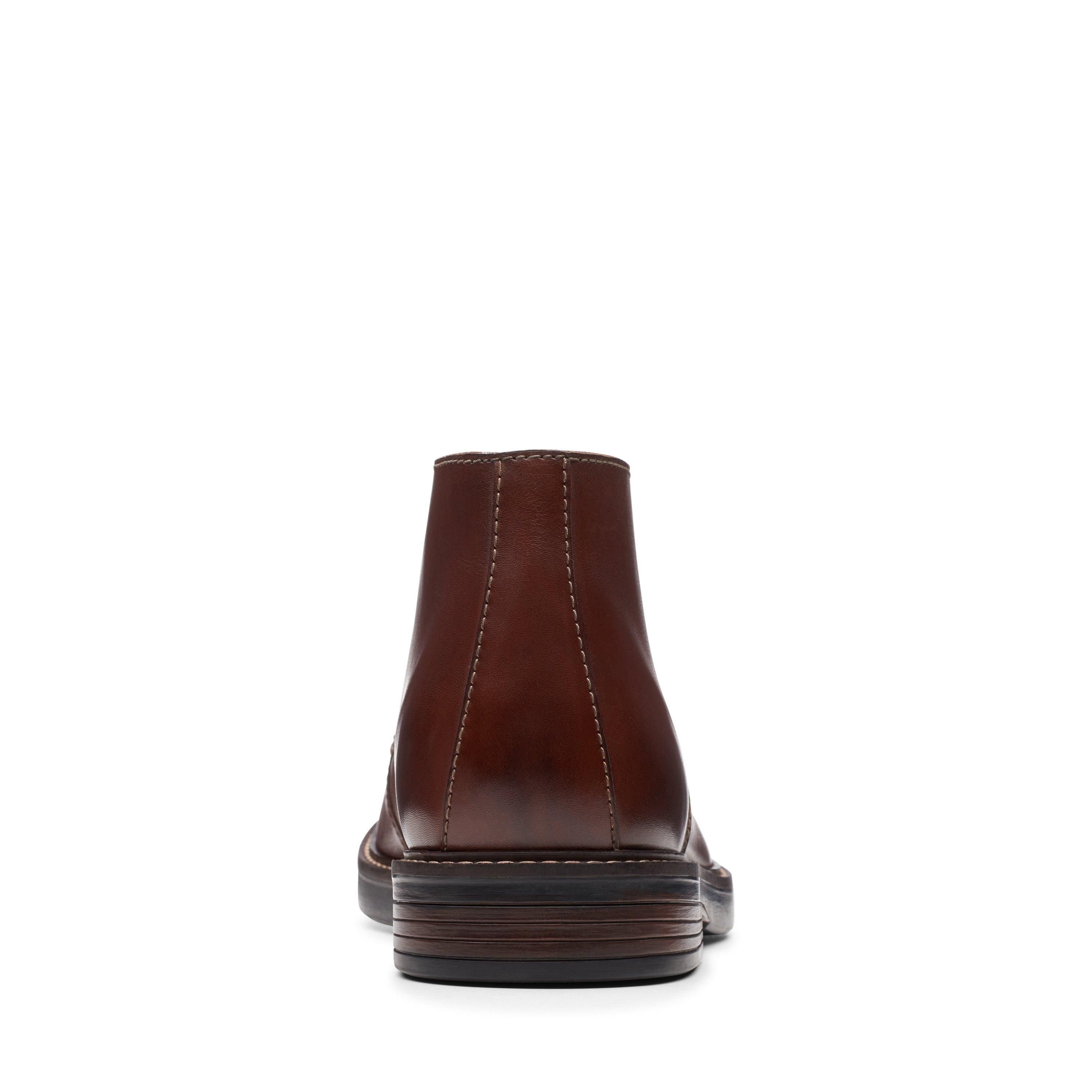 Clarks Paulson Mid Mahogany Leather Ankle Boots,chukka Boots,lace Up In Brown