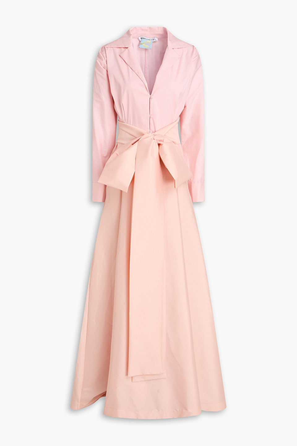 Beatrice poplin-paneled satin maxi shirt dress - Pink - FR 36