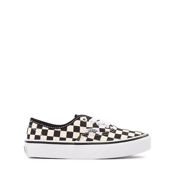 Vans Authentic Checkerboard Skate Shoe - Little Kid - Black / True White