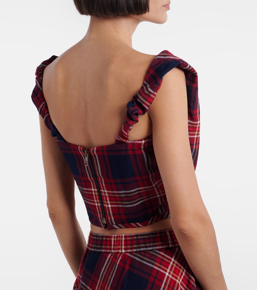 Sunday off-shoulder plaid bustier top