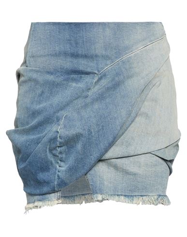 Woman Denim skirt Blue Size M Cotton, Elastolefin, Rubber