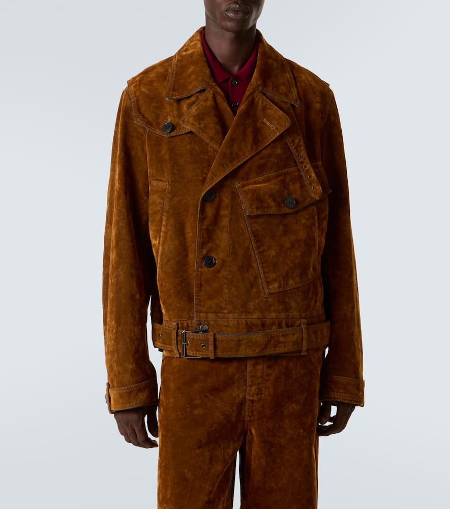 Vassel belted cotton biker jacket