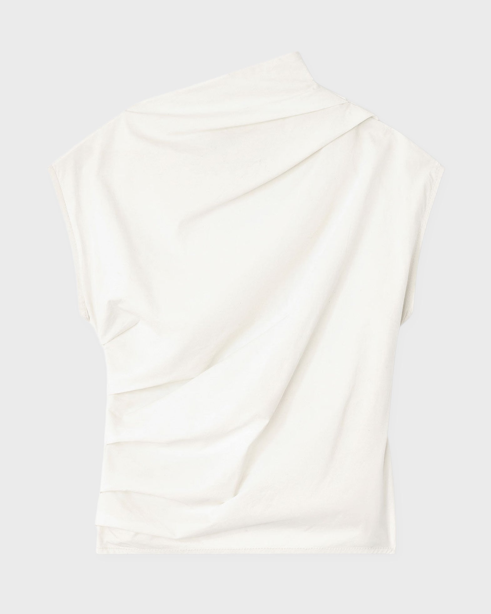 Ganni Top Stretch Cotton Ruched Egret