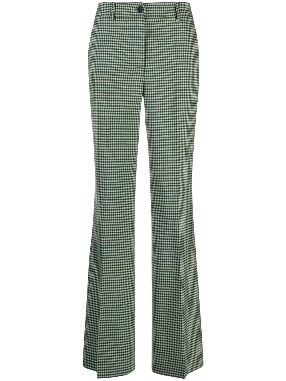 Lioned gingham flared trousers - Green