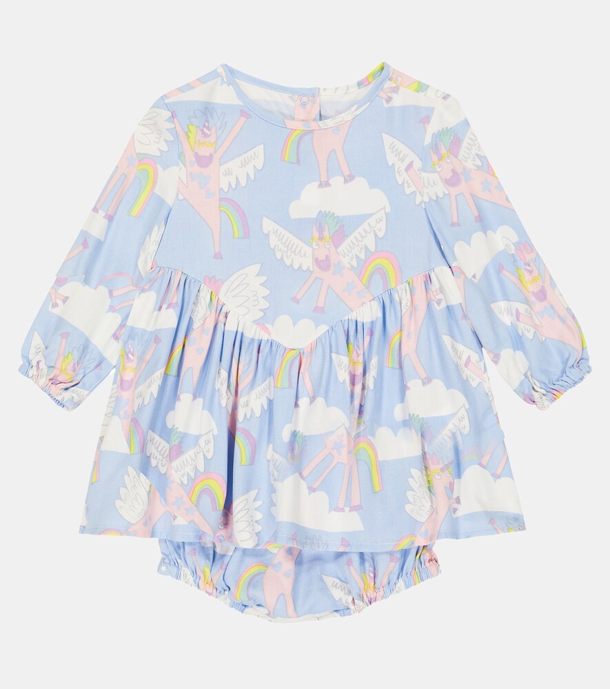Baby printed jersey dress and bloomers