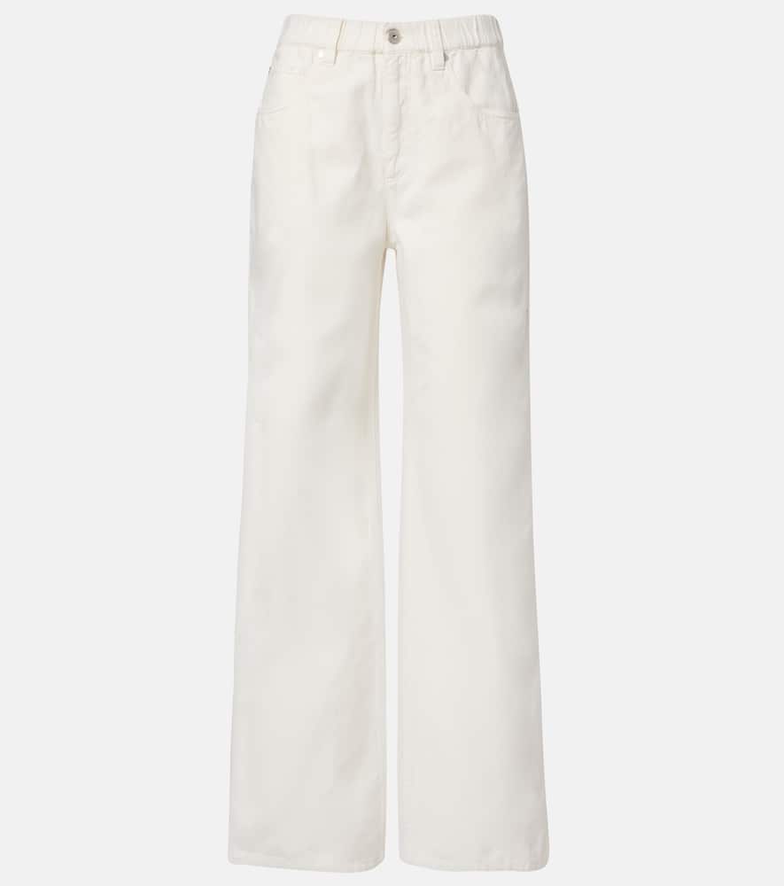 Cotton and linen wide-leg pants