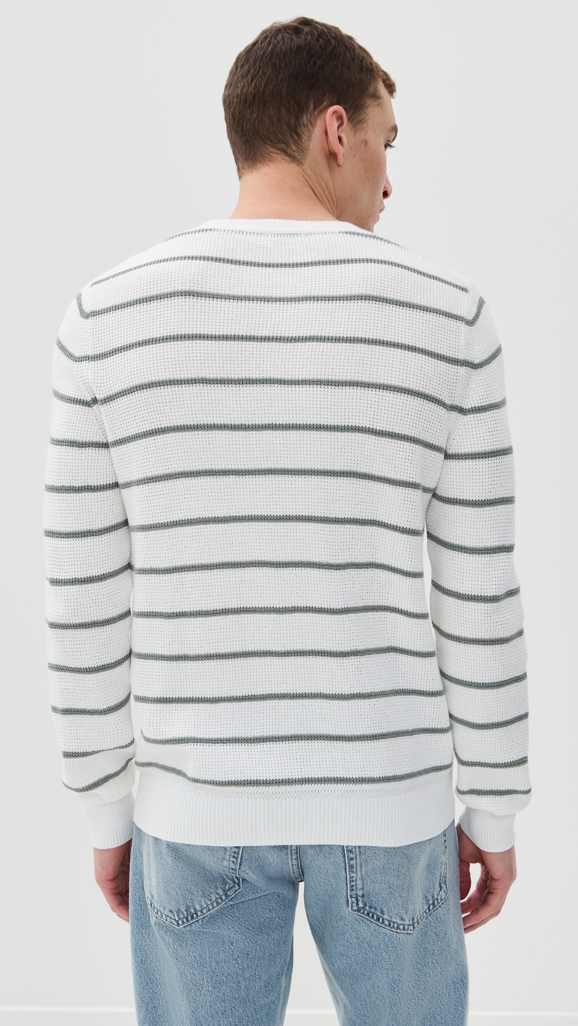 Sunwashed Crewneck Sweater White Sage Stripe