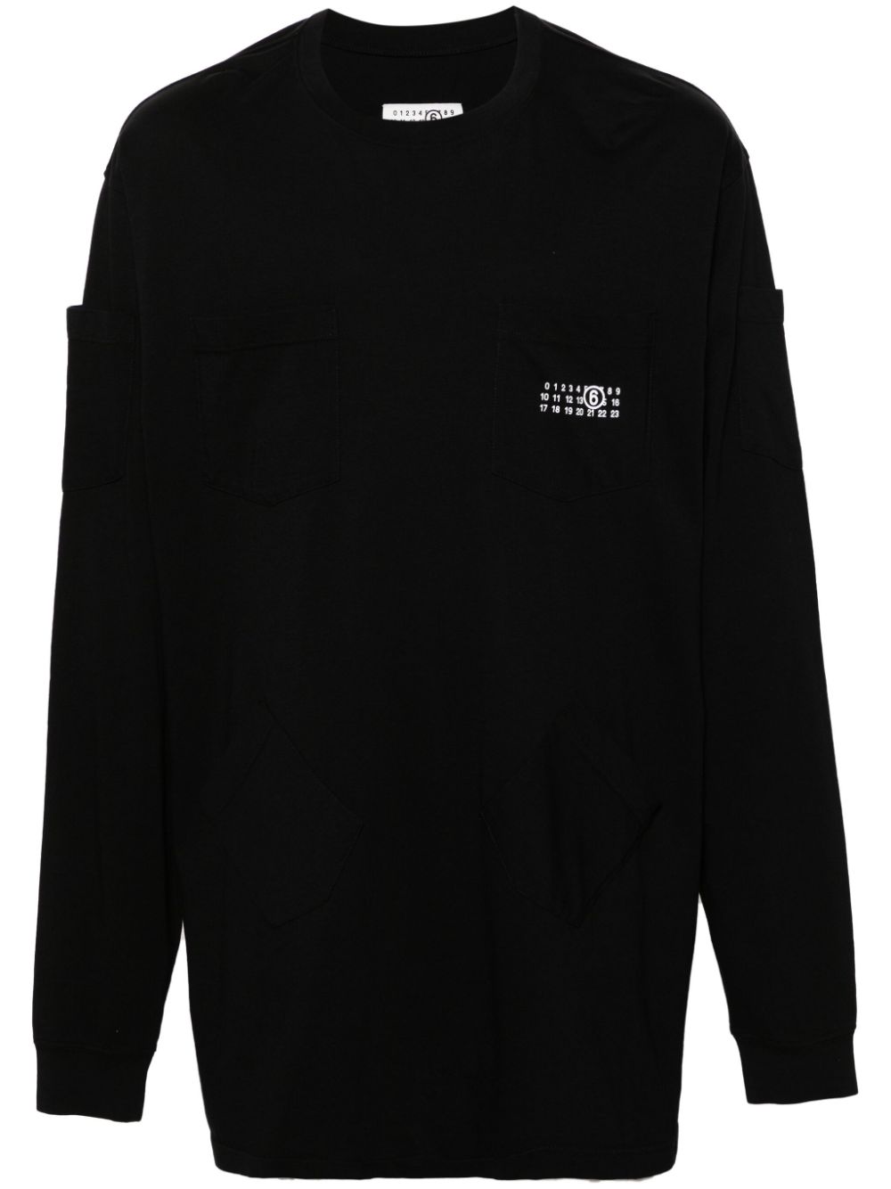 Numbers-motif cotton T-shirt - Black