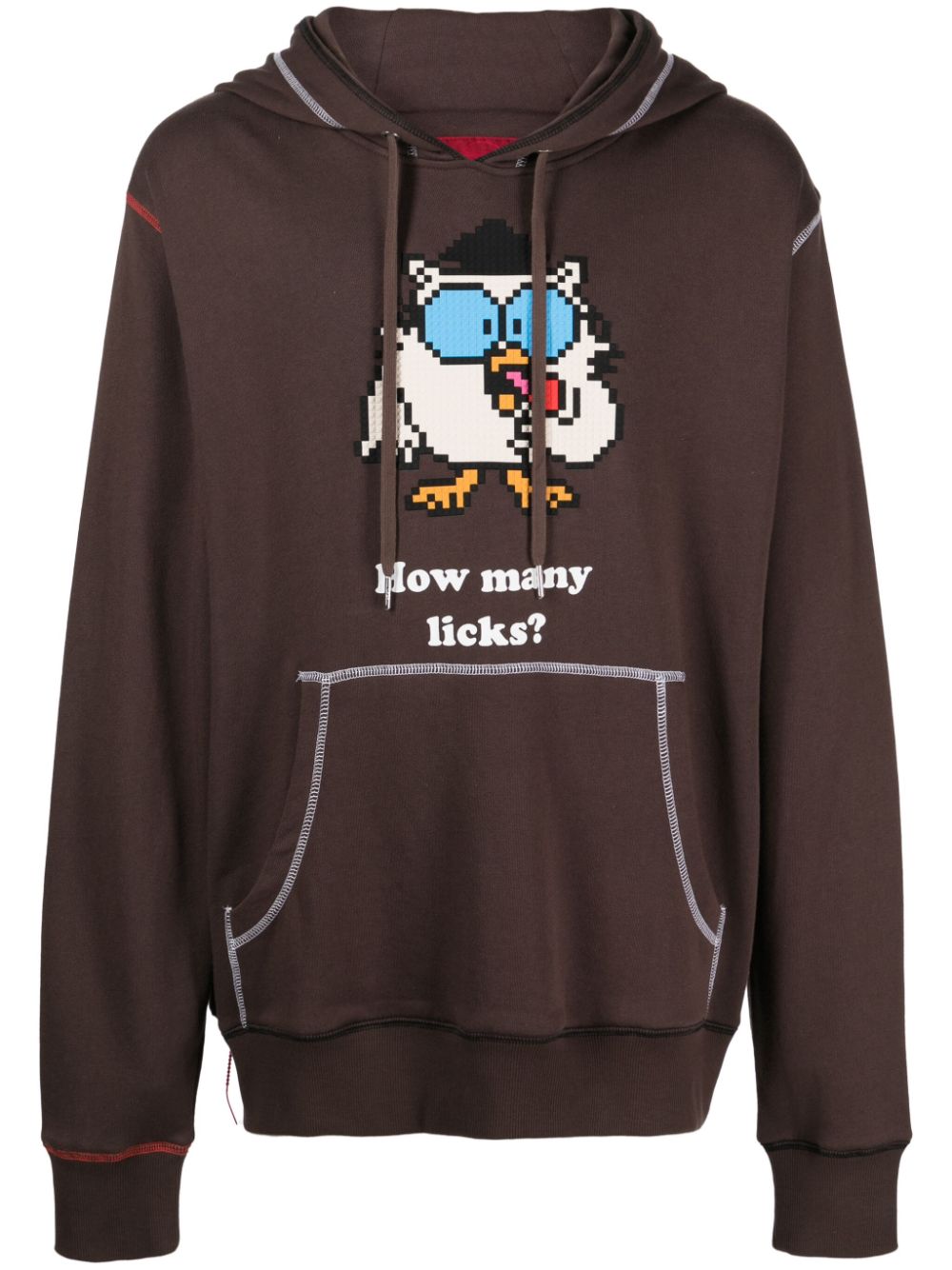 How Many Licks graphic-print cotton hoodie - Brown
