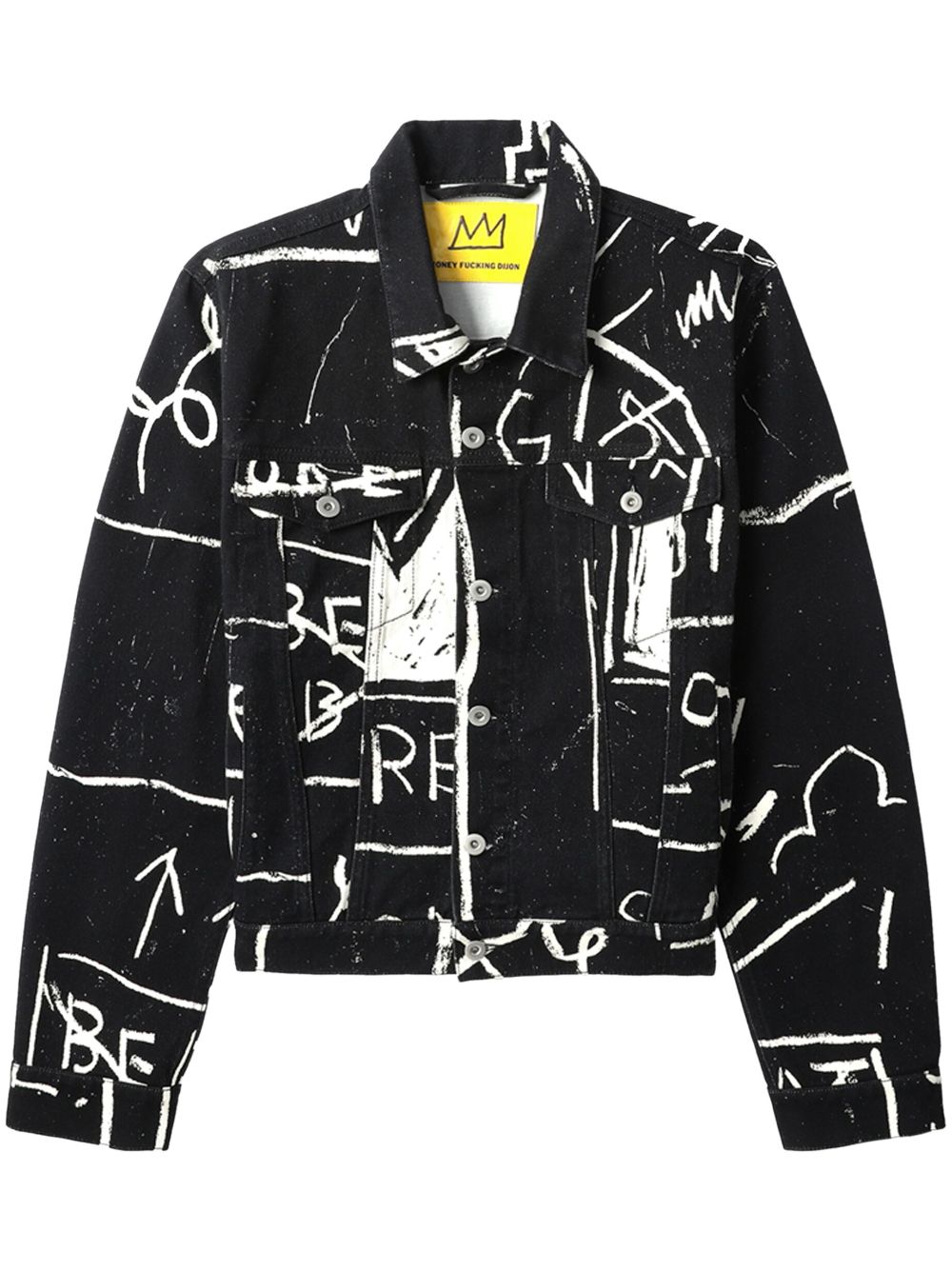 Graphic-print cotton jacket - Black