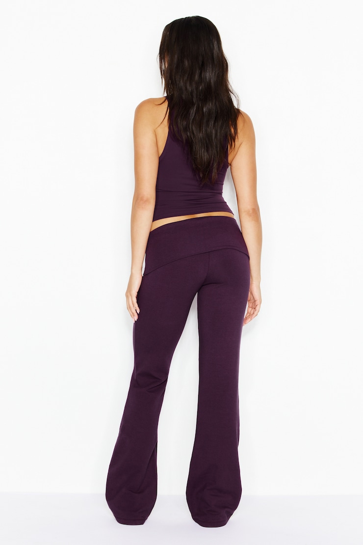 StretchTerry™ Foldover Bootcut Pants - Purple - Women Clothing