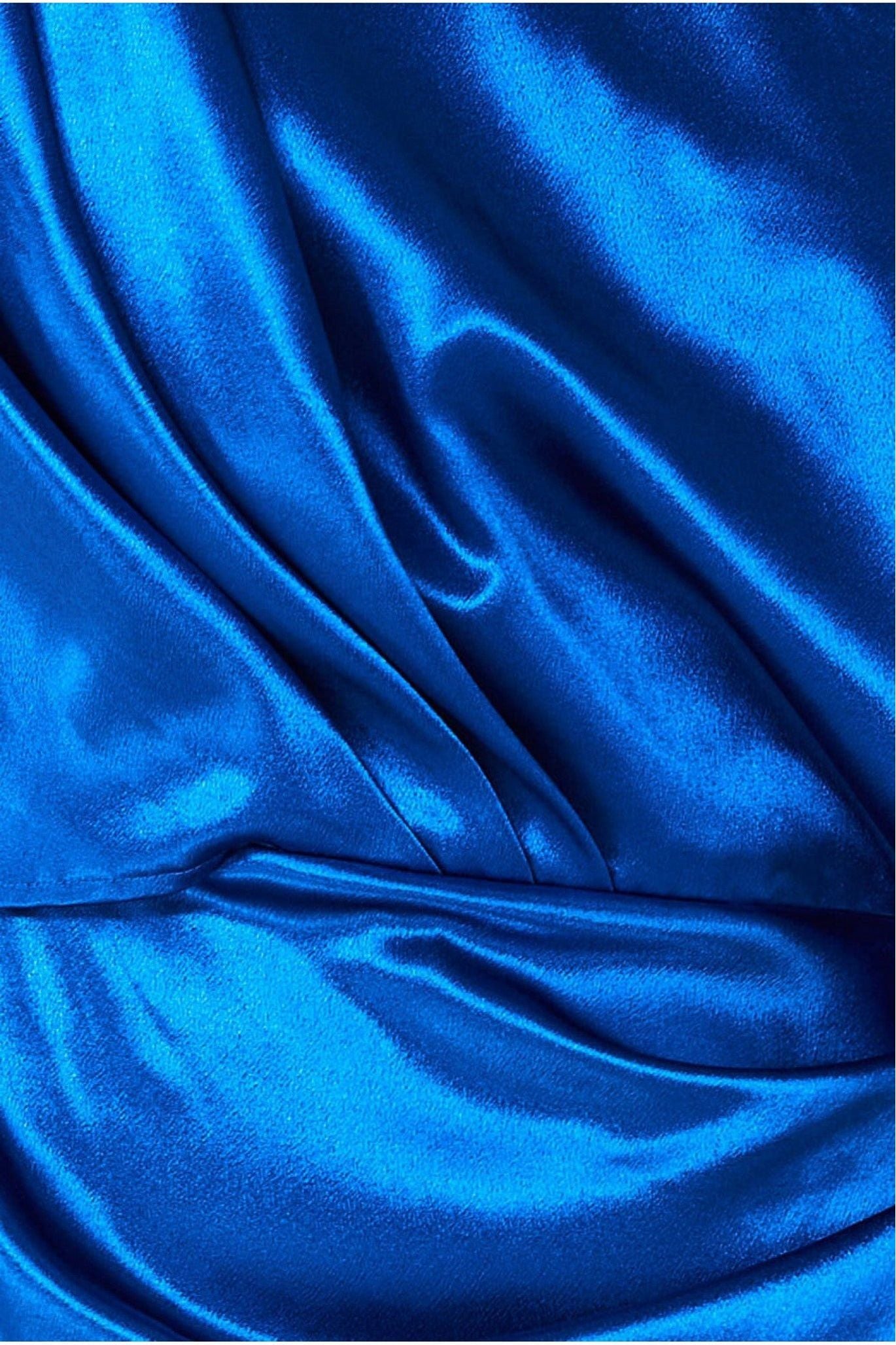 Goddiva Satin Drape Shoulder Wrap Maxi Dress - Royal Blue