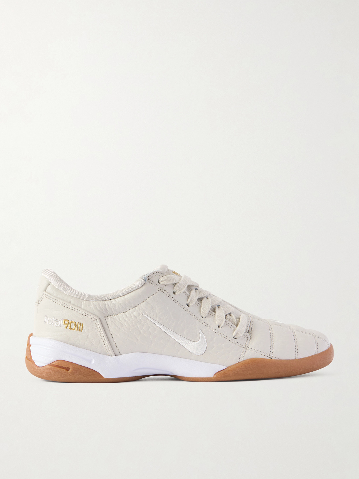 T90 Embroidered Croc-effect Leather Sneakers - Off-white