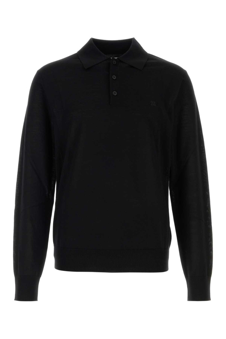 Black Logo Polo Sweater