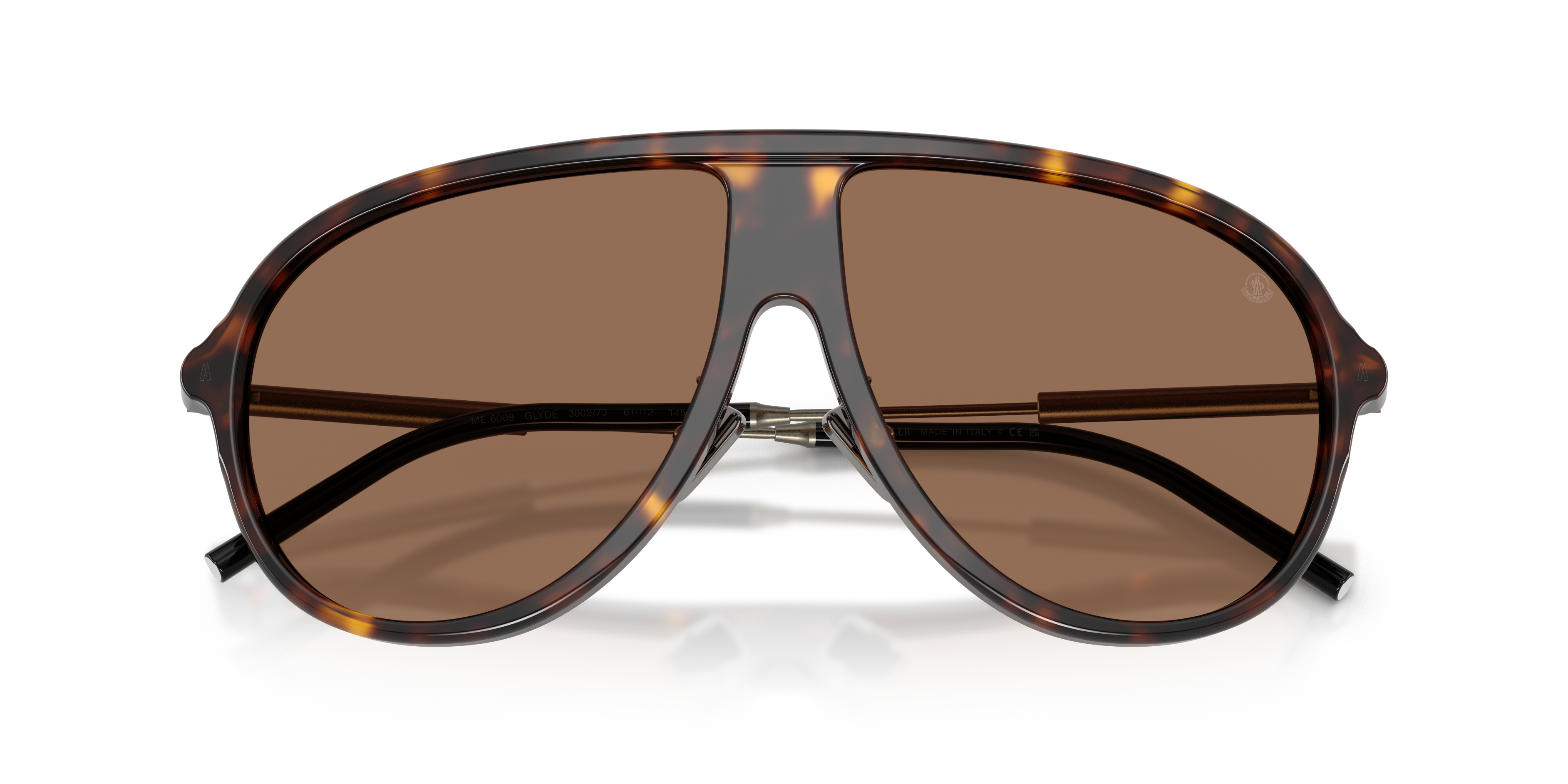 Moncler Unisex Moncler ME6009 GLYDE 300273 Sunglasses Acetate Turtle Brown Pilot Norma