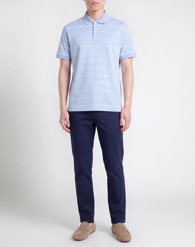 Man Polo shirt Sky blue Size L Cotton