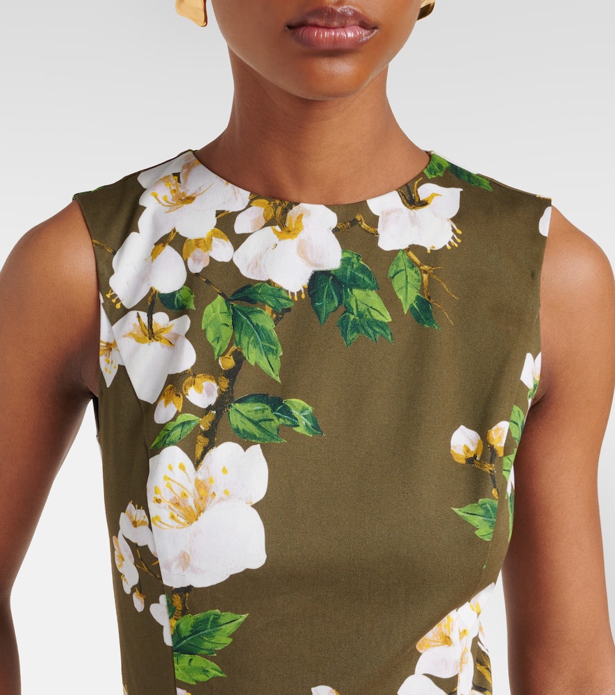 Floral ombré cotton-blend cocktail dress