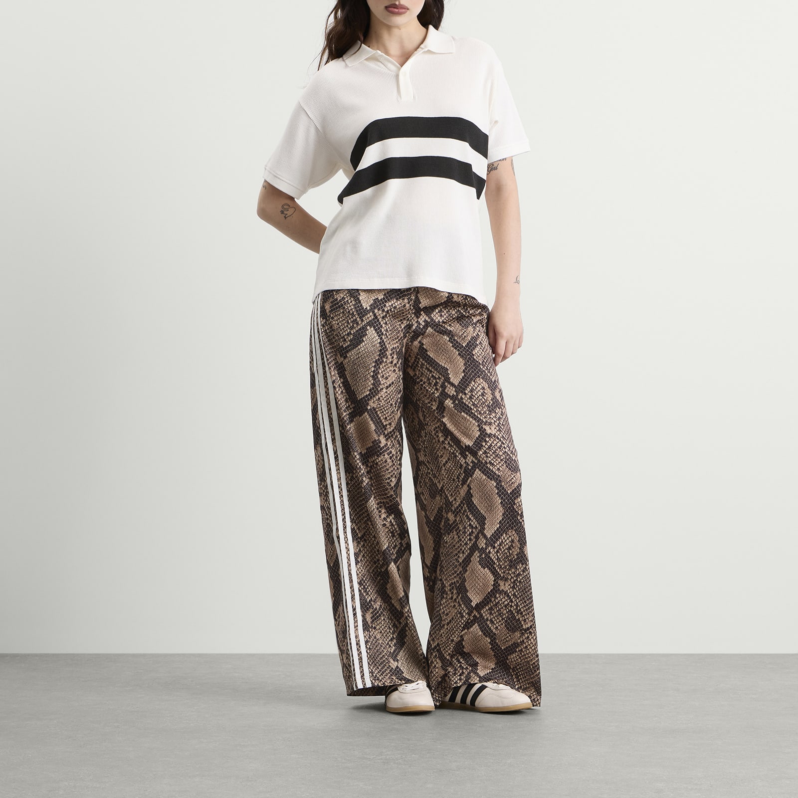Women's Satin Wide Leg Track Pant Linen/Magic Beige