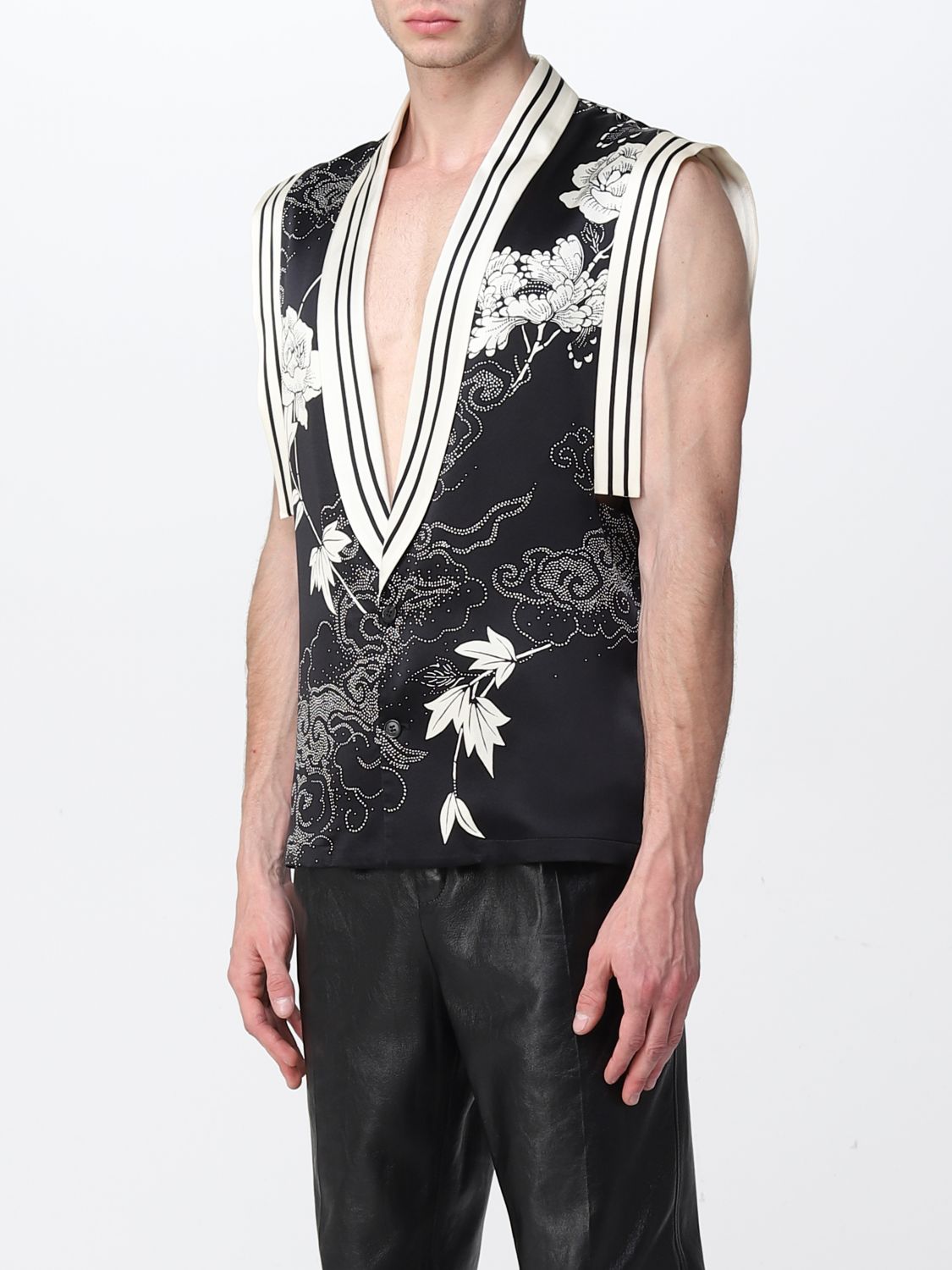 Printed silk vest