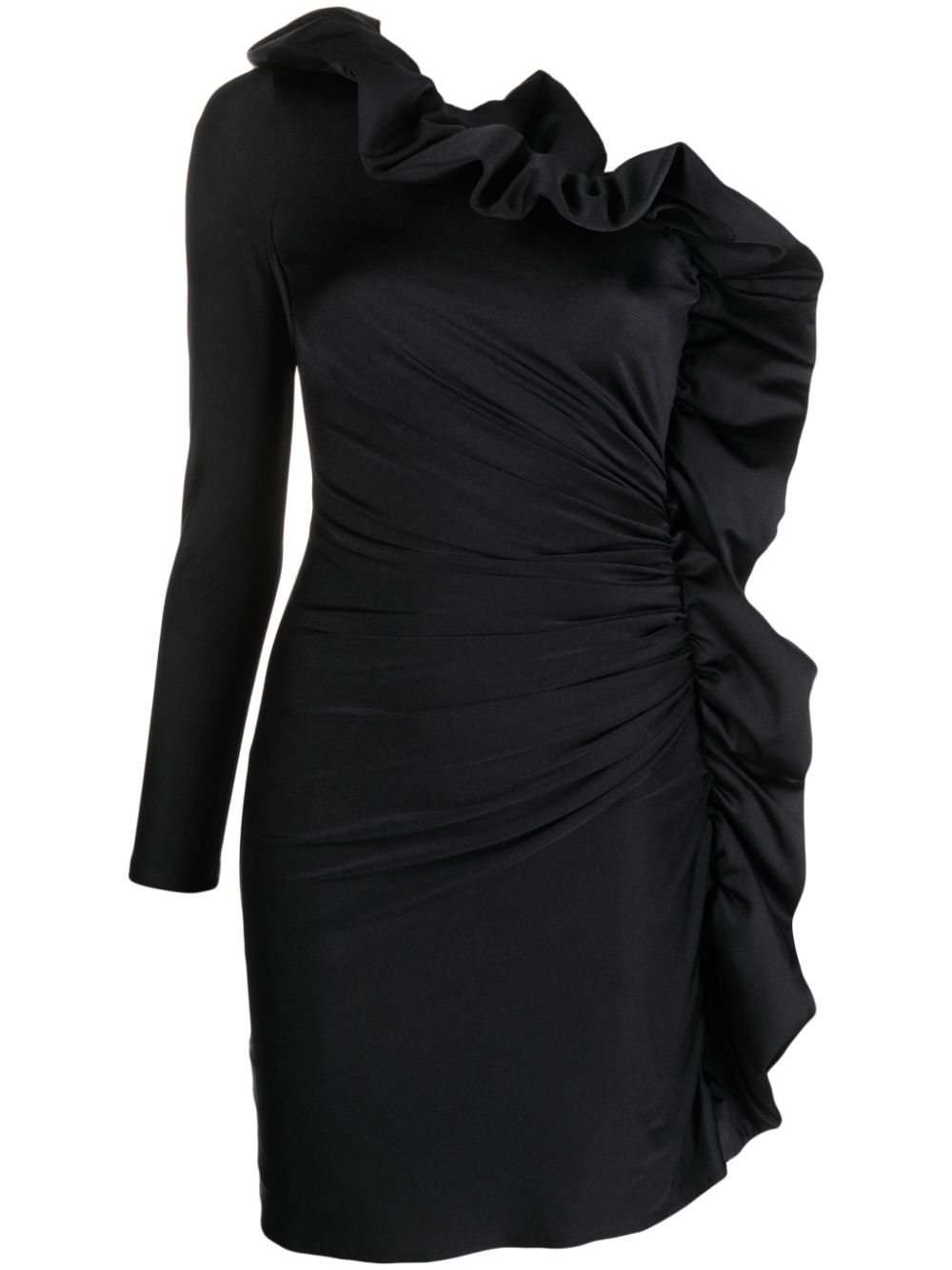 Ruffled one-shoulder dress - Black