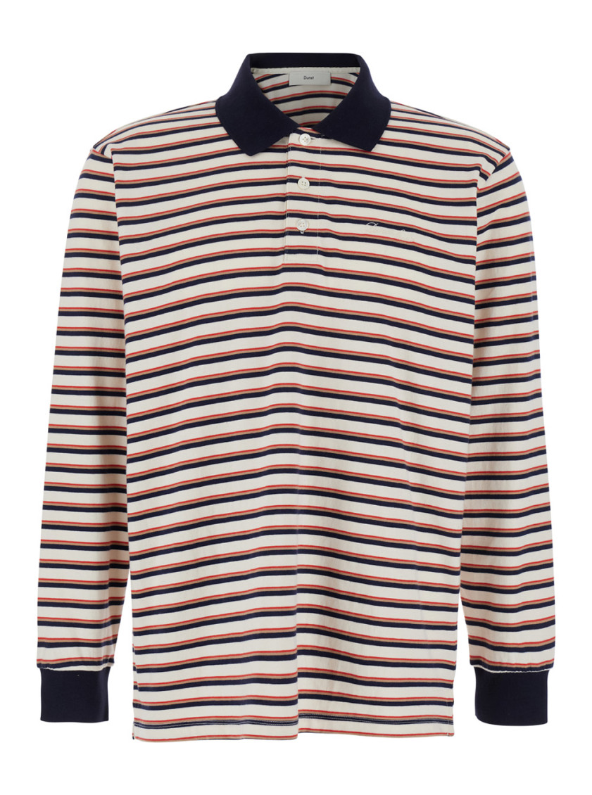Multicolor Polo Shirt With All-over Striped Motif And Logo Embroidered On The Front In Cotton Man