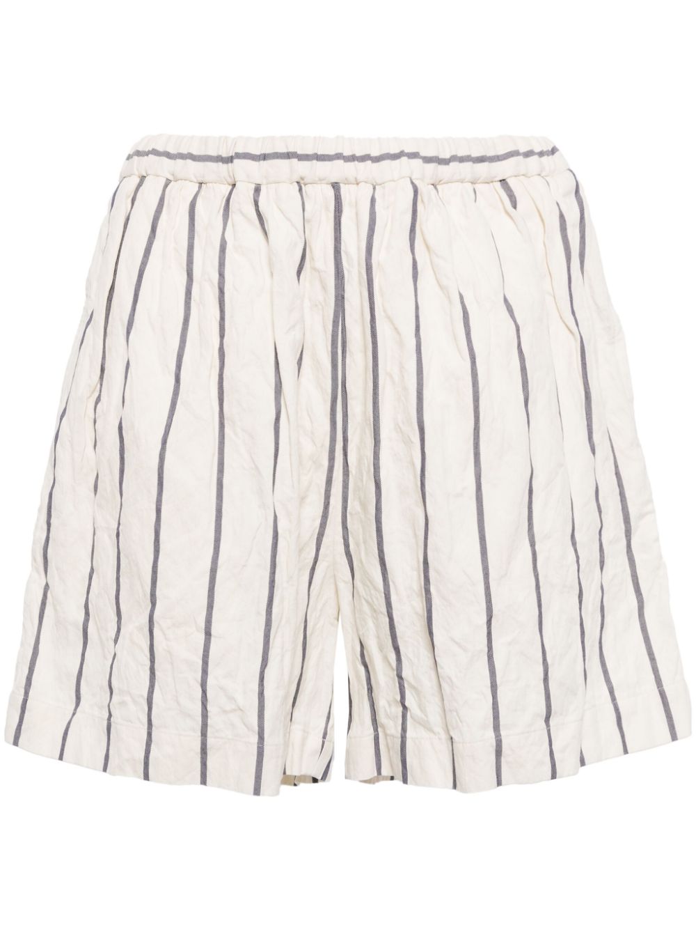 Crinkled striped shorts - White