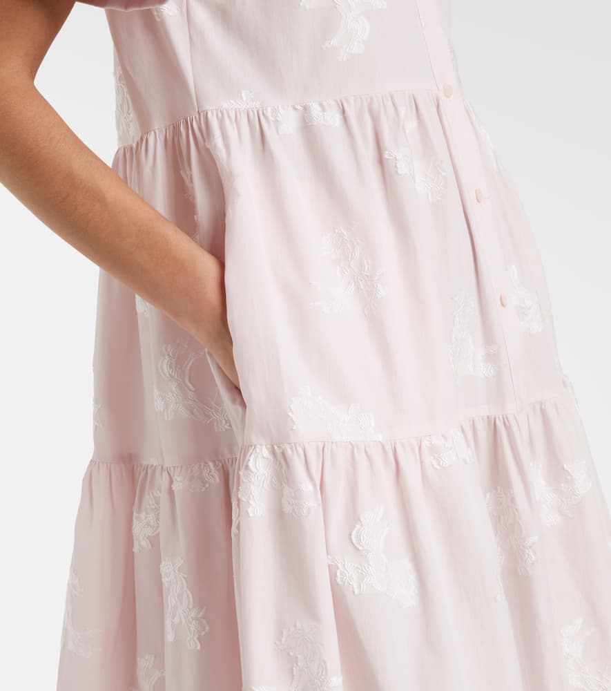 Embroidered tiered cotton shirt dress
