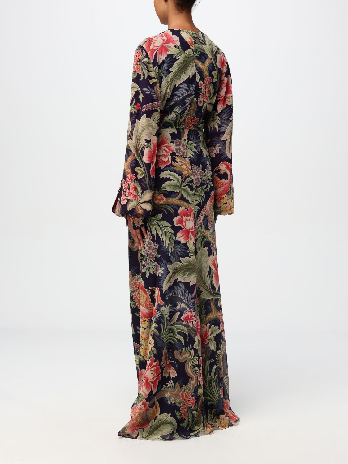 Floral-print silk maxi dress - Black